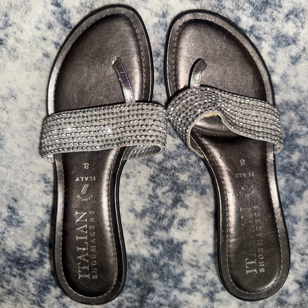 Italian Shoemakers Glittering Silver Sandals